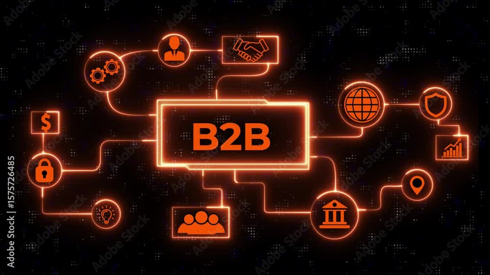 Poster b2b business company commerce technology marketing concept. abstract seamless animation of mesh dots