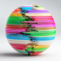 Obraz premium Colorful abstract sphere with dynamic layered geometric patterns