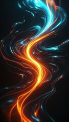Abstract Swirling Neon Lights Blue and Orange Energy Flow