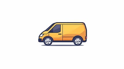 Side view of a cartoon yellow van.