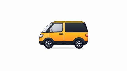 Fototapeta premium Side view of a simple, cartoon-style van.