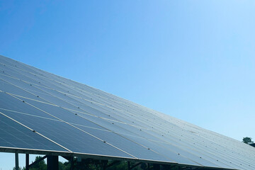 solar panels on roof. solar panels on blue sky and sun