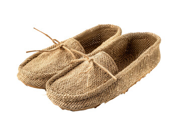 Pair of espadrilles shown clearly on transparent background with shadow