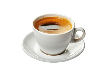 Hot espresso shot in a small glass cup on transparent background