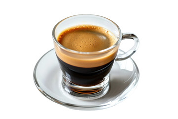 Classic espresso coffee cup isolated with steam on transparent background