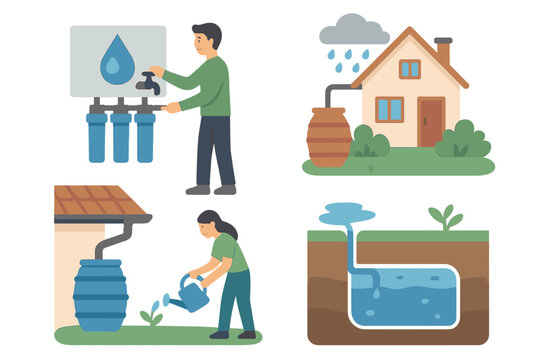 Water conservation practices for sustainable home gardening and eco-friendly living in a suburban area