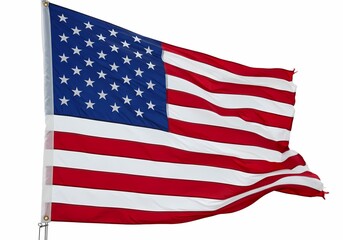 Obraz premium American Flag Majestic Wave Patriotism Symbol on white background