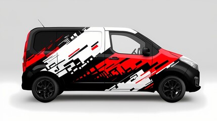 Naklejka premium Sporty van design with abstract graphics.