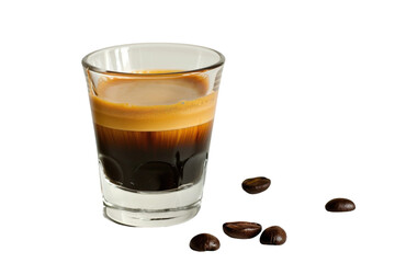 Espresso shot with crema top isolated on transparent background