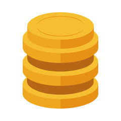 Stack of gold coins financial vector icon on white background.