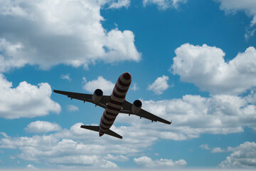 Airplane in the Sky -  Vacation -  Travel - Holidays - Tourism 
