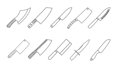 Kitchen knife line icon vector isolated. Knife vector icons. Knife icon set