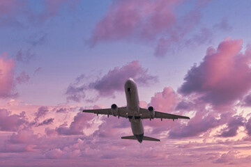 Airplane in the Sky -  Vacation -  Travel - Holidays - Tourism 
