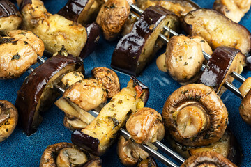 Vegetable skewer, grilled kebabs.