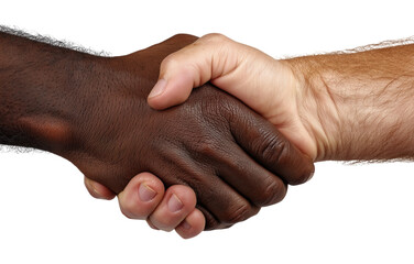 Fototapeta premium An interracial handshake represents collaboration, partnership, and global business connections on png background.
