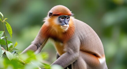 Obraz premium Close Up Full Body East Sumatran Banded Langur Primate Wildlife