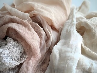 Soft Peach and Beige Gauze Fabric Texture Background