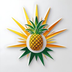 dynamic logo with a stylized pineapple and sun pattern