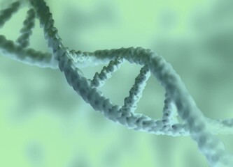 Human DNA close up, medical 3d illustration with light blue background.