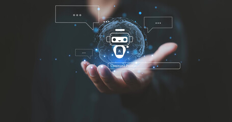 AI Technology Robotic Cyberspace Bots Artificial intelligence on the Internet is a communication...