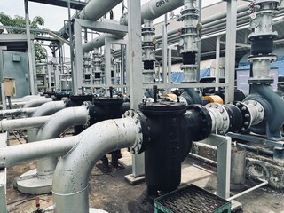 insulated pipelines and filters. Essential part of HVAC and thermal systems used in large buildings or factories.