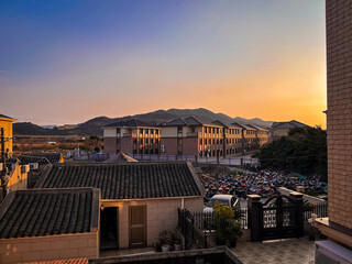 sunset over the city