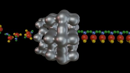 Molecular Editing. Editing molecules. Designer molecules.  Editing atomic structures to create new drugs and materials. Nanotechnology. 3d animation rendering