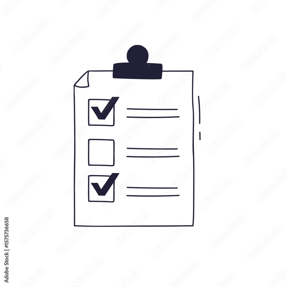Aufkleber a hand-drawn illustration of a checklist on a clipboard. check marks in boxes symbolize completed ta