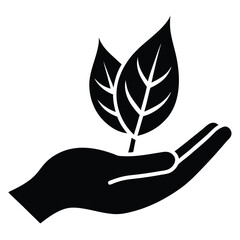 hand with green leaf