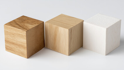 Minimal Wooden Cubes with Varied Wood Grains