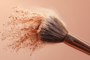Pink Makeup Brush Releasing Cloud of Dust