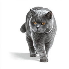 Walking British Shorthair Cat With Amber Eyes