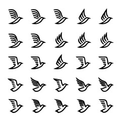 Birds in Flight Line Drawing Pack &ndash; Dynamic Wing Shapes & Positions for Nature Logos, Wall Art, Book Illustrations, and Wildlife Branding