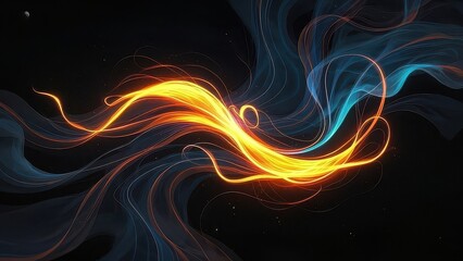 Abstract Swirling Light Trails Dynamic Orange and Blue Energy Flow