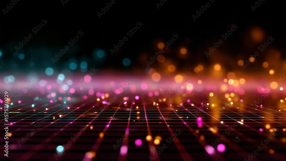 Poster a colorful, abstract background with a black foreground. the background is filled with bright, color
