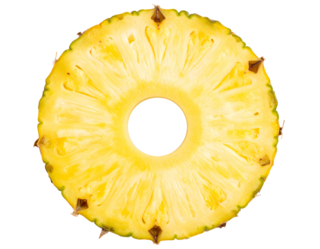 Sliced pineapple fruit isolated on black
