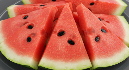 Fresh Watermelon Fruits and Juicy Slices in Top View – Summer Tropical Refreshment Concept

