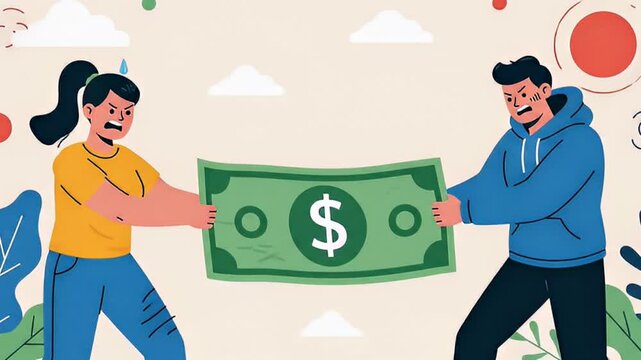 Couple Arguing Over Money-Illustrates Financial Conflict in Relationships-Explore Reasons for Money Disputes and Solutions-Learn to Resolve Finance Issues Together_