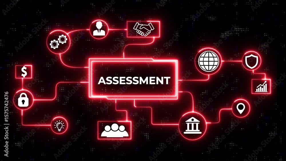 Poster assessment analysis evaluation measure. business, technology, internet and network concept. abstract