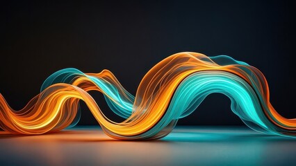 Abstract Orange and Teal Light Wave Abstract Background