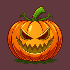 Scary jack o lantern with a menacing grin and angry eyes