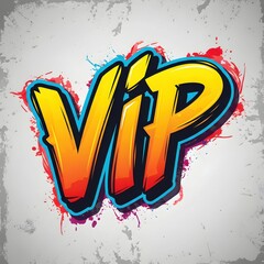 Very important person phrase in graffiti style. VIP lettering with spray paint drips. Special guest or member concept for event poster.