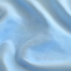 Fototapeta premium Light Blue Fabric Texture Close Up, Soft Cotton Material, Wrinkled Textile Surface, Detailed Knit Pattern, Smooth Clothing Background