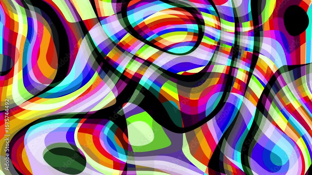 Poster abstract looping 4k video. seamless abstract wavy psychedelic background for loop playback. moving w