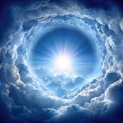 Radiant light bursts through a ring of clouds