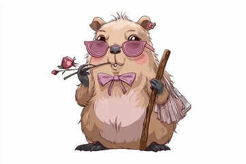Mysterious Cute Cartoon Character Enjoying a Peaceful Stroll in a Vibrant Park Generative AI