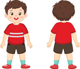 Cute Boy is standing front and back pose