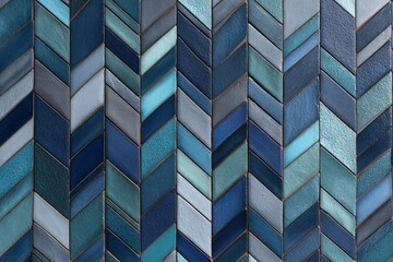 Chevron Tiles Create an Elegant Backsplash in Stunning Shades of Blue and Gray Generative AI