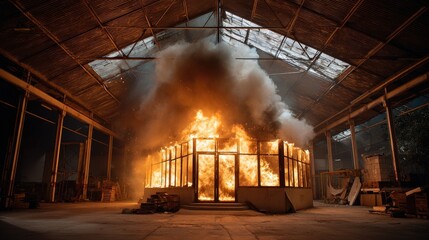 Fiery structure in industrial building