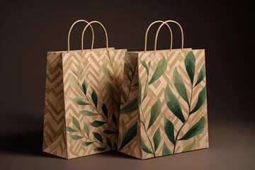 Eco-friendly Bags With Chevron Print Showcasing Stylish Design for Sustainable Living Generative AI